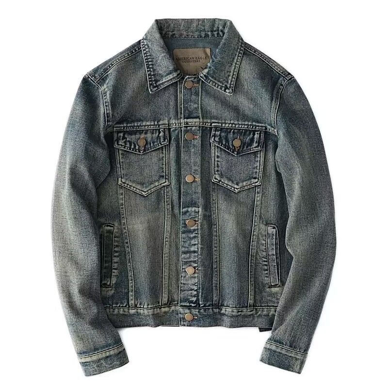 Mens Fashion Denim Jacket - Herbst und Frühling Neue Mode Einfarbig