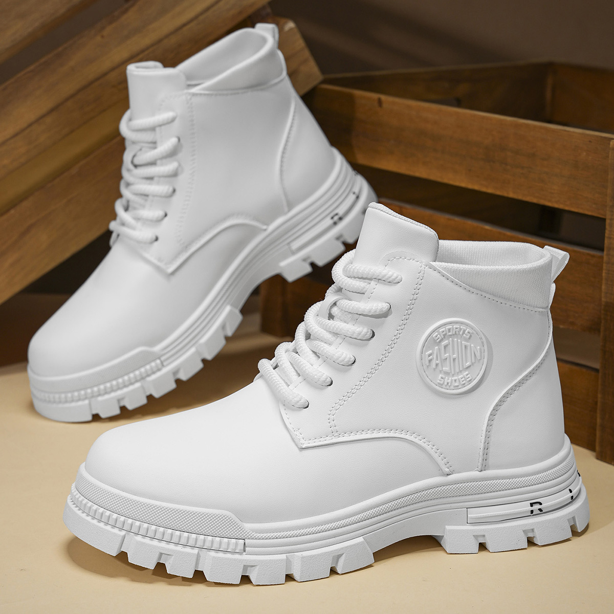 Men'S Fashion For 45 Years Old - Modische Ganzjahres-Motorradstiefel für Herren, weiß, Herbst