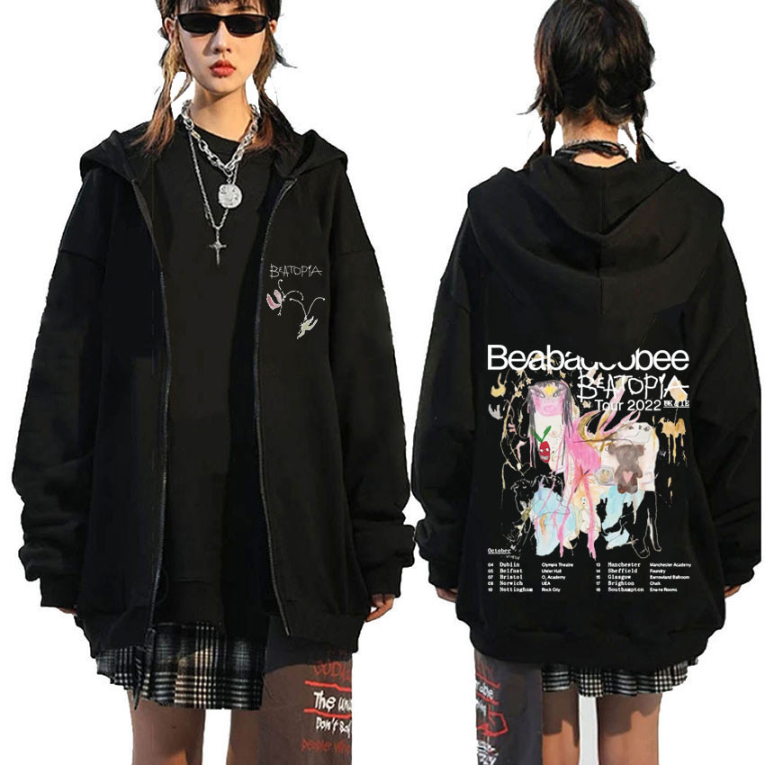 Mens Fashion Zip Up Hoodies - Beabadoobee Beatopia Tour Zipper Hoodie Männer