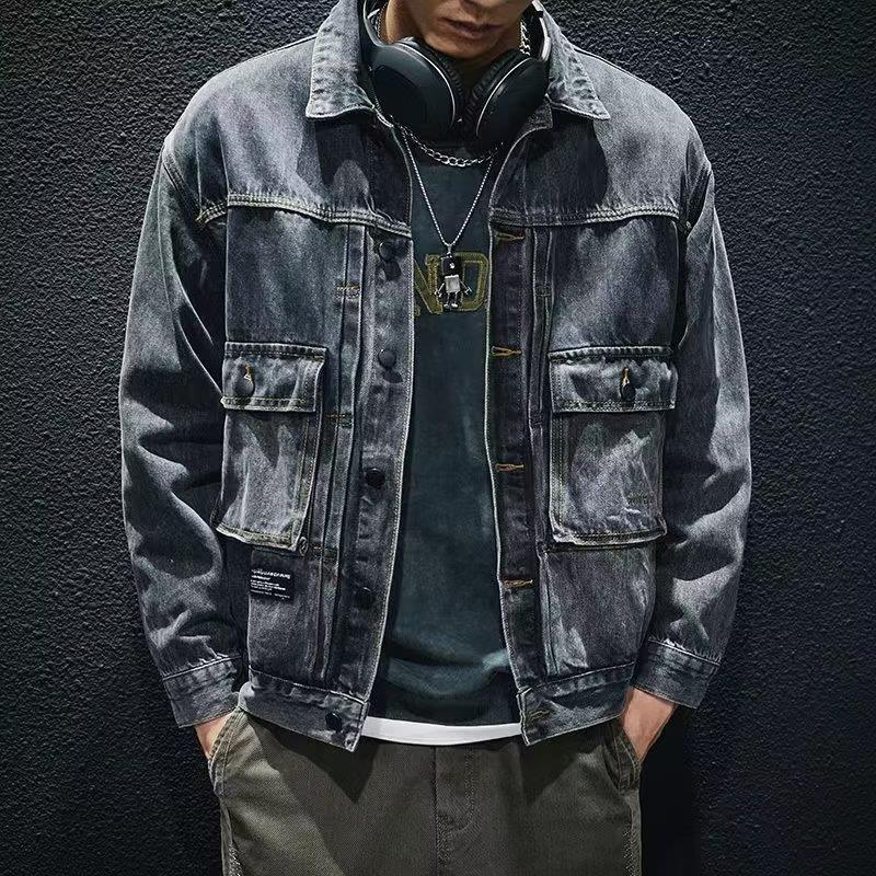 Mens Fashion Denim Jacket - Hochwertige Herren Jeans jacke Taschen Dekore