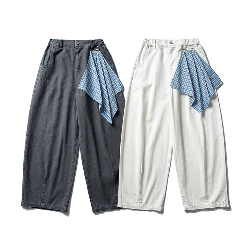 Men'S Fashion With Baggy Jeans - Männer Herbst Japanische Mode Zipper Plaid