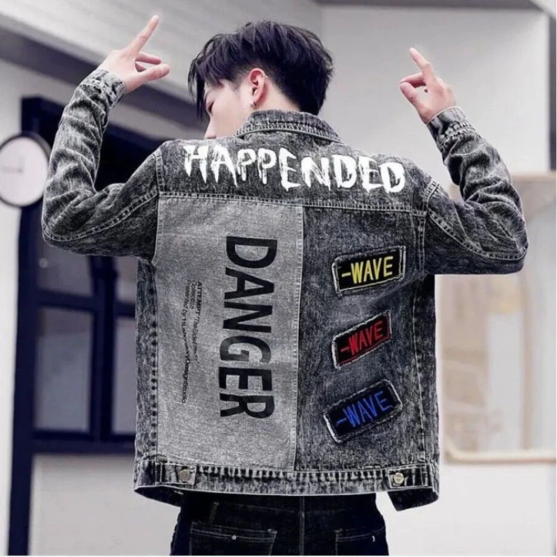 Mens Fashion Denim Jacket - Knopf Hip Hop lässig schlank kurz