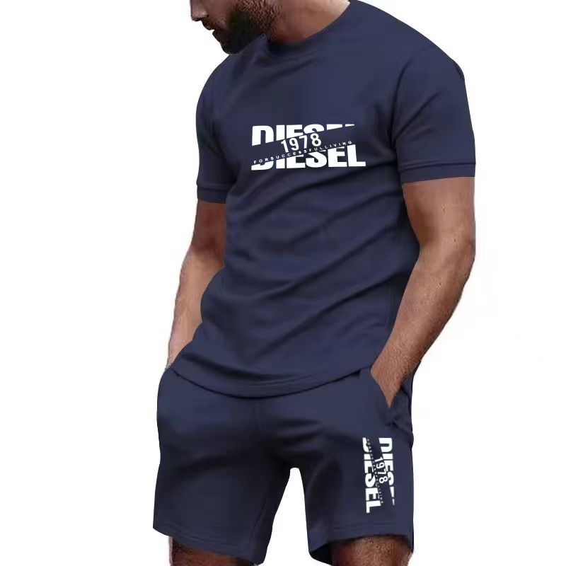Men'S Fashion Looks - 2026 Neues Sommer-Herren-T-Shirt+Shorts-Set Bedruckt Modisch Lässig