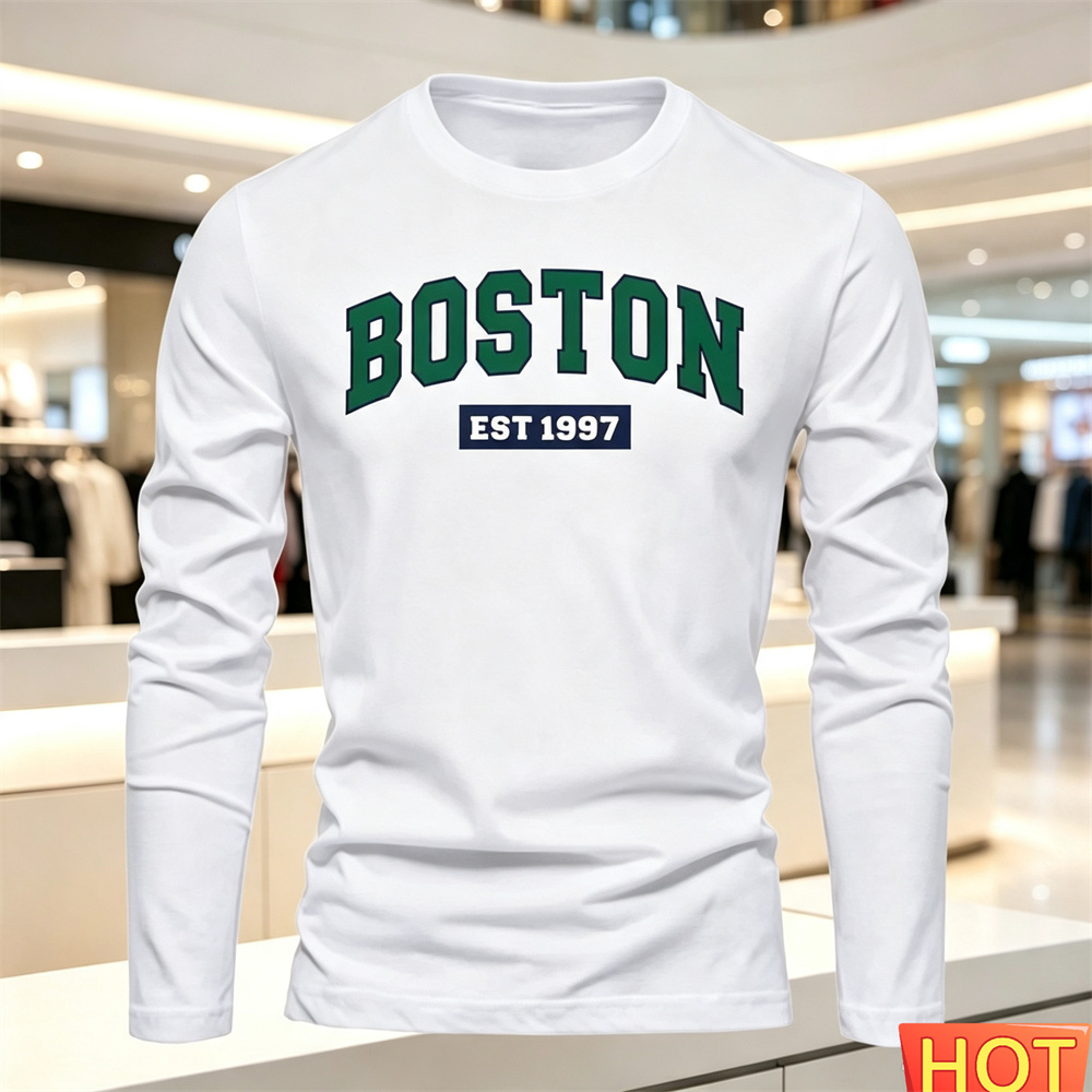 Men'S Fashion Looks - Herbst Sommer Herren Langarm-T-Shirt mit Buchstabenmuster