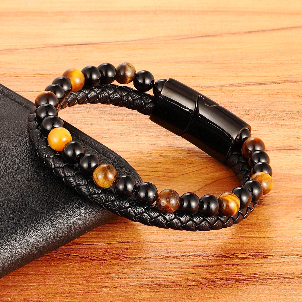 Mens Fashion Combination - XQNI Klassischer besonderer Stil Leder Perlen