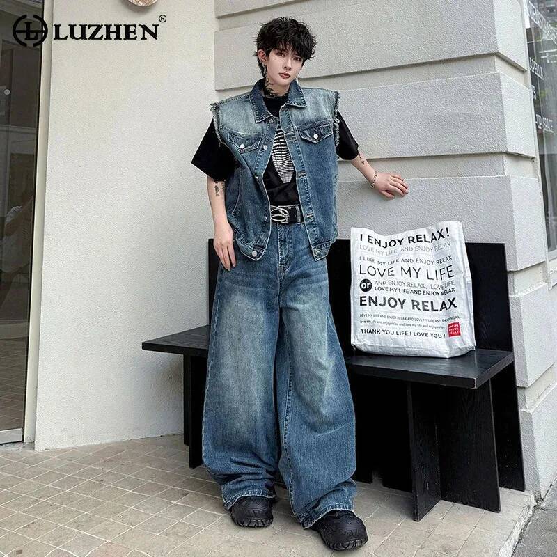 Men'S Fashion For Summer 2026 - LUZHEN 2026 Sommer Denim Zweiteiler Herren