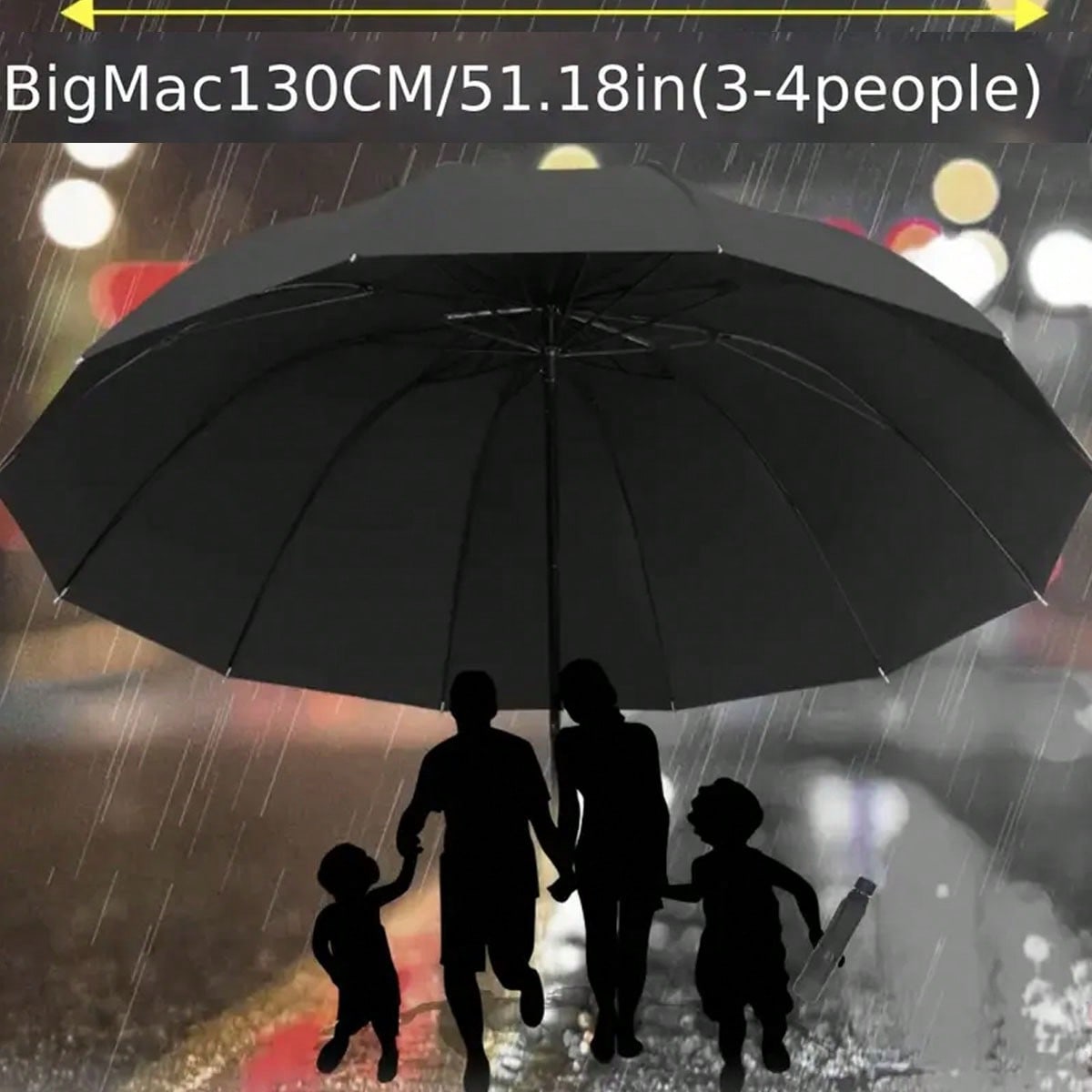 Men'S Fashion Umbrella - 1 Übergroßer 12-Rippen-Windschutzschirm - Manuell zu