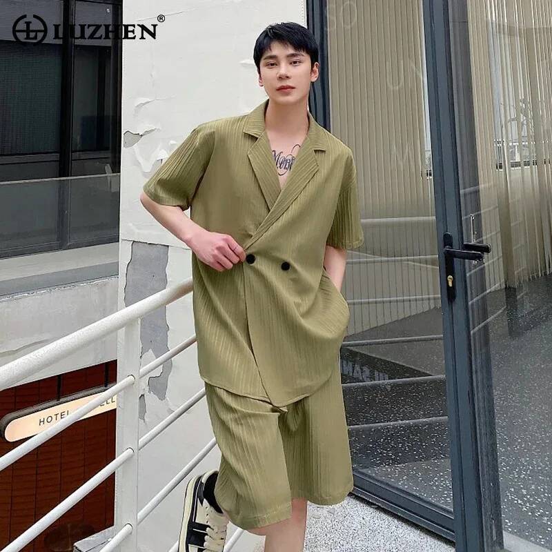 Men'S Fashion For Summer 2026 - LUZHEN Elegante Herren-Sommer-Sets 2026: Zweiteilige, einfarbige