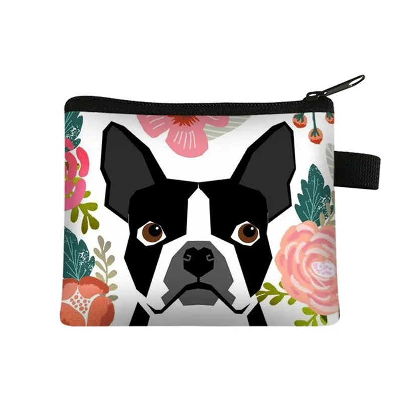 Men Fashion Kids - Niedliche Geldbörse mit Blumen-Bulldogge-Aufdruck, Damen-Freizeithandtasche, Herren-Geldbörse,