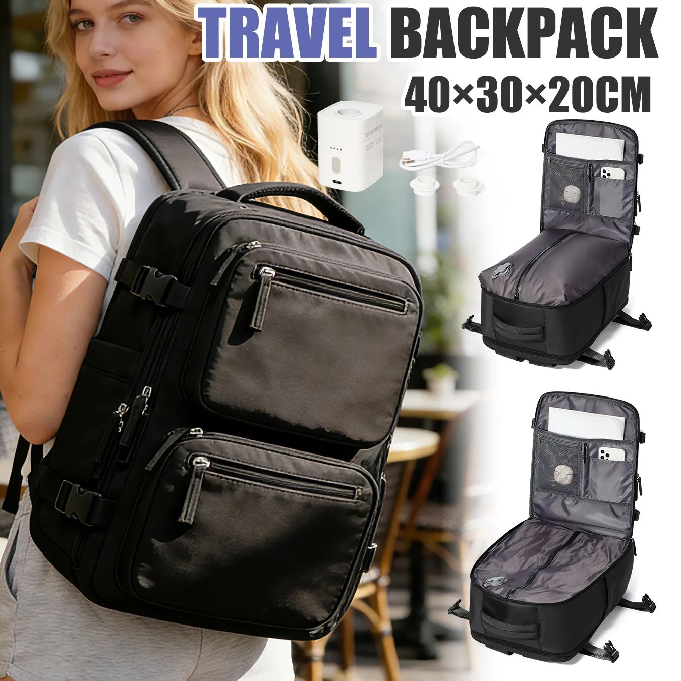 Mens Fashion Blog - Damen-Rucksack mit Vakuumpumpe Handgepäck 40x30x20 Ryanair