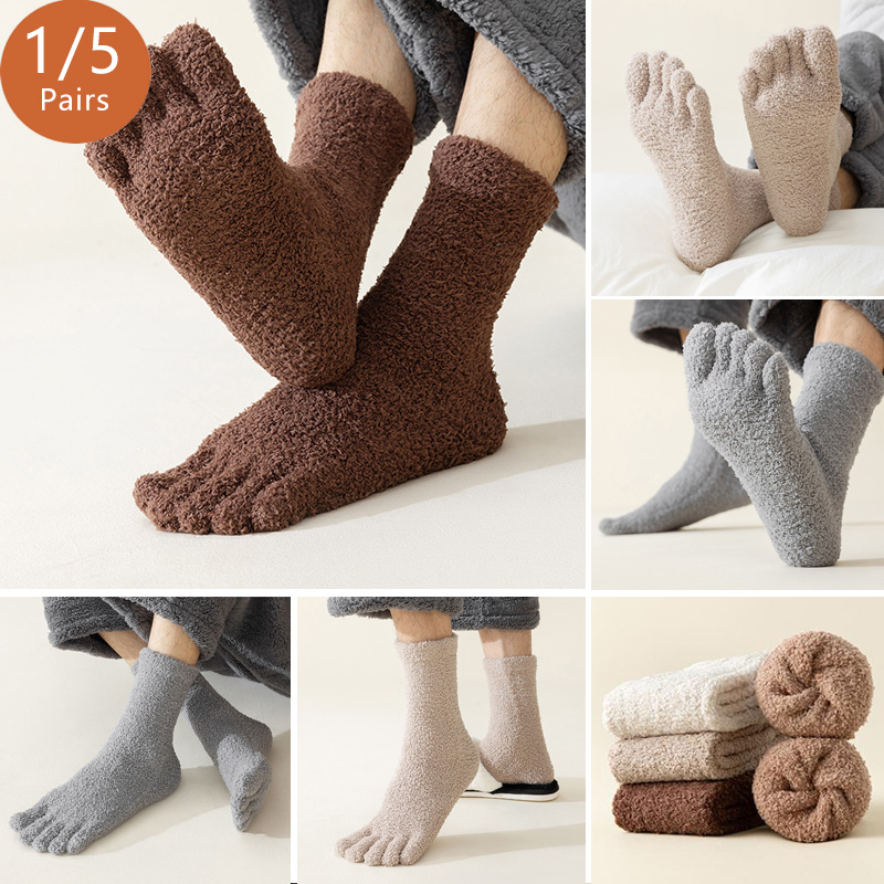 Socks Ankle Men - 1/5 Paar Herren-Thermo-Zehensocken, Winter, dick, warm