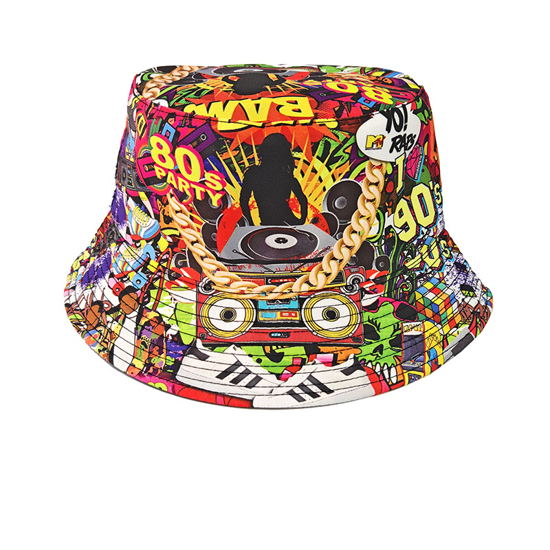 Modischer Retro-Graffiti 80er  – Mens Fashion Bucket Hat Bewertung und Preis