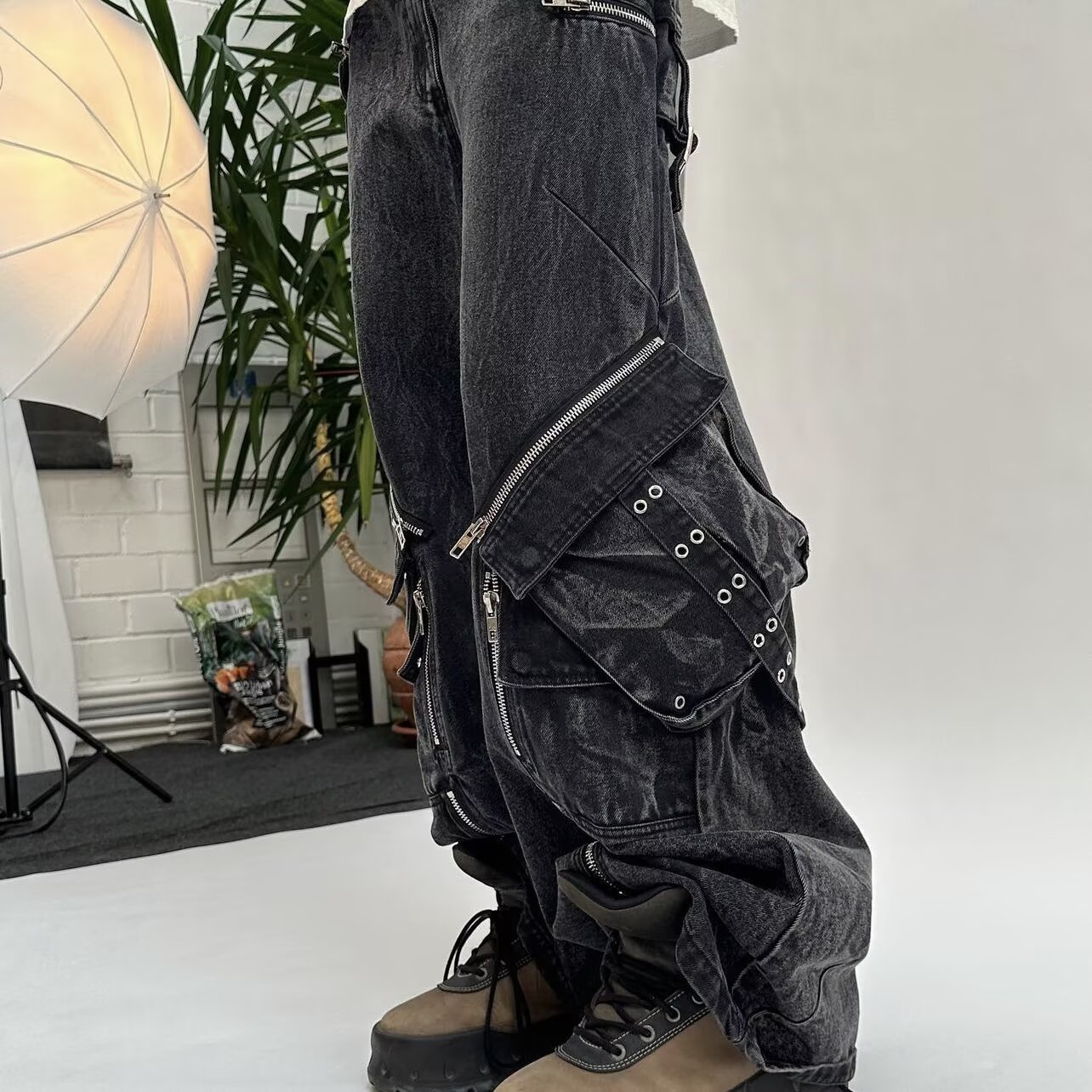 Y2K Schwarz Gothic Punk Multi- – Men'S Fashion With Baggy Jeans Bewertung und Preis
