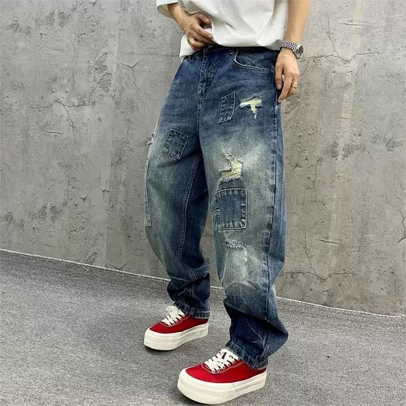 Marken-Splicing-Jeans Herbstmo – Men'S Fashion With Baggy Jeans Bewertung und Preis