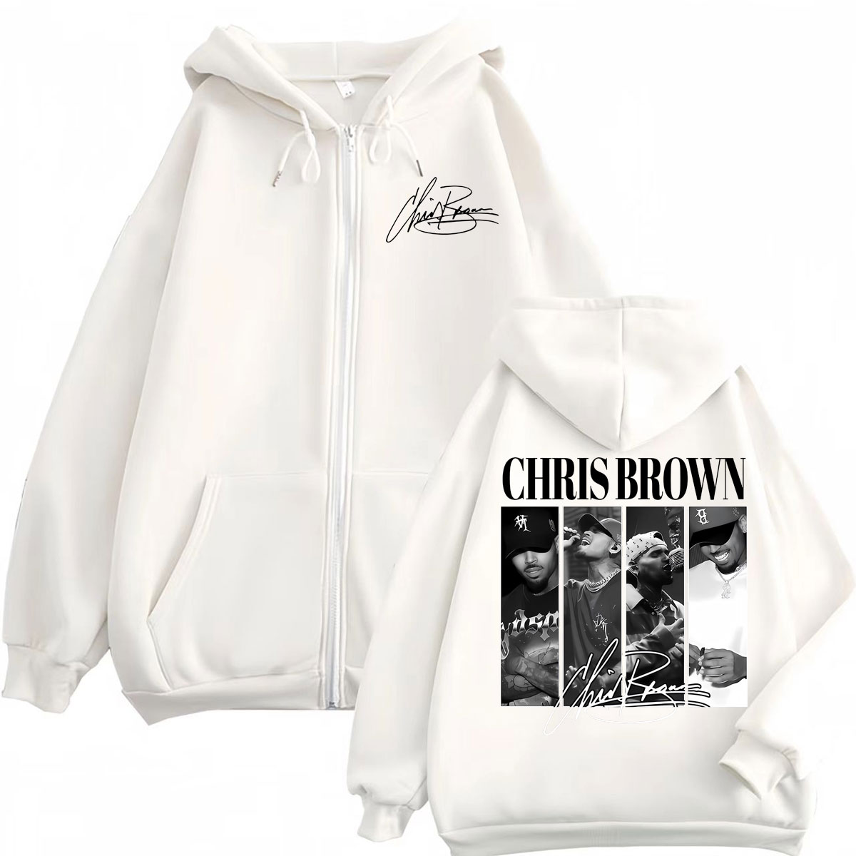 Rapper Chris Brown Grafik-Kapu – Mens Fashion Zip Up Hoodies Bewertung und Preis