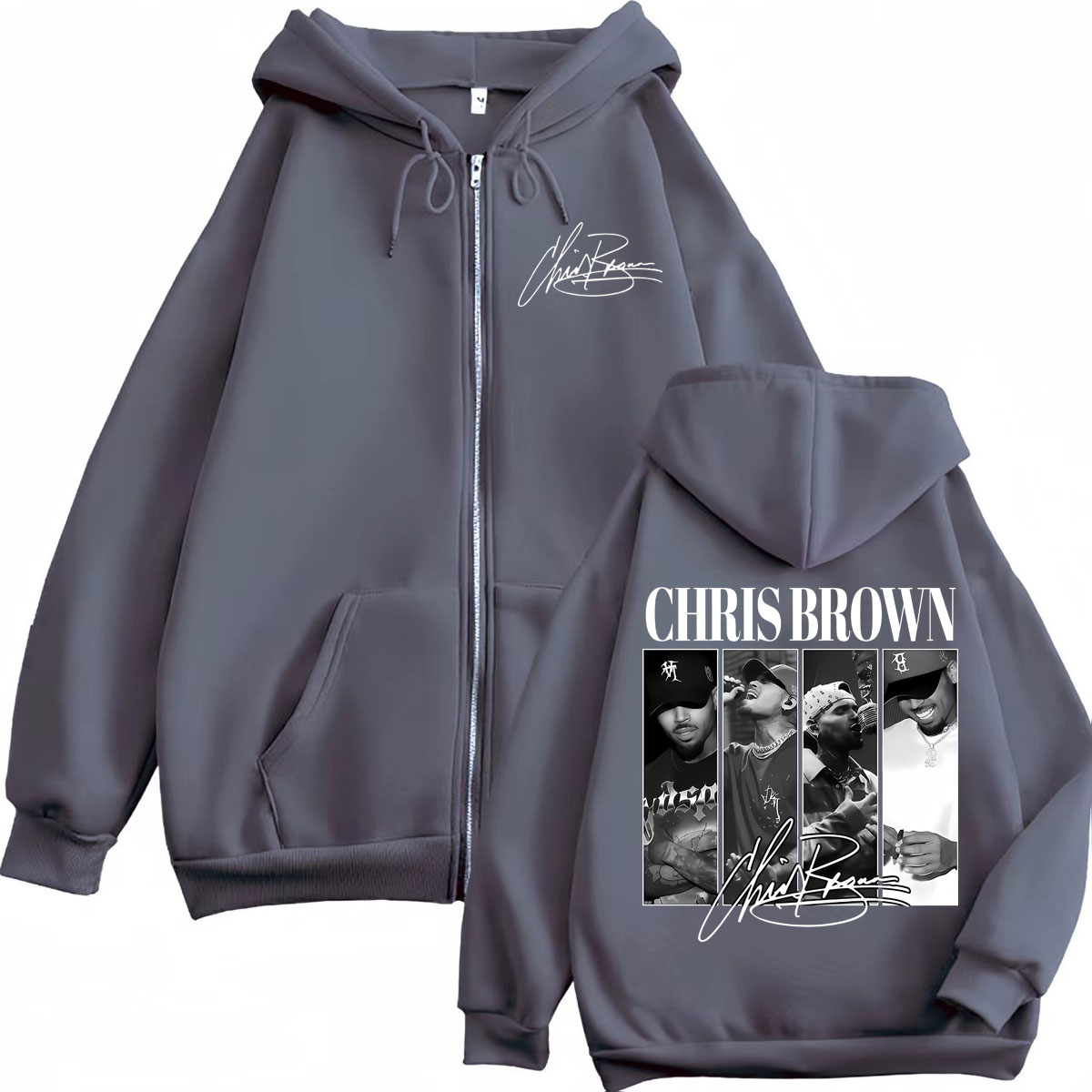 Rapper Chris Brown Grafik-Kapu – Mens Fashion Zip Up Hoodies Bewertung und Preis