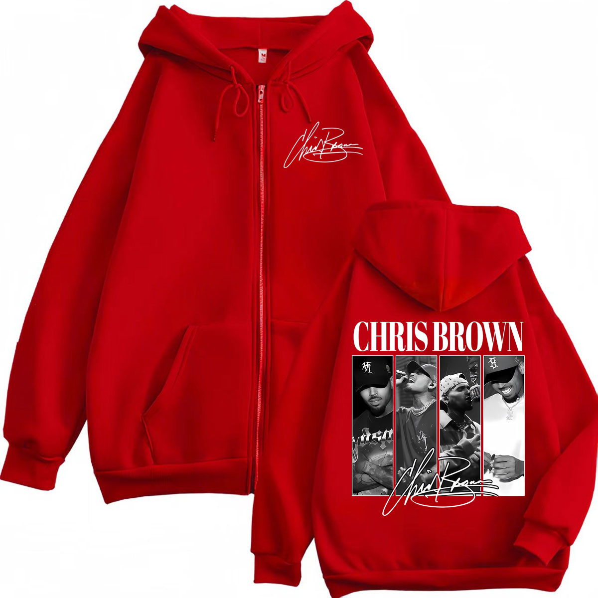 Rapper Chris Brown Grafik-Kapu – Mens Fashion Zip Up Hoodies Bewertung und Preis