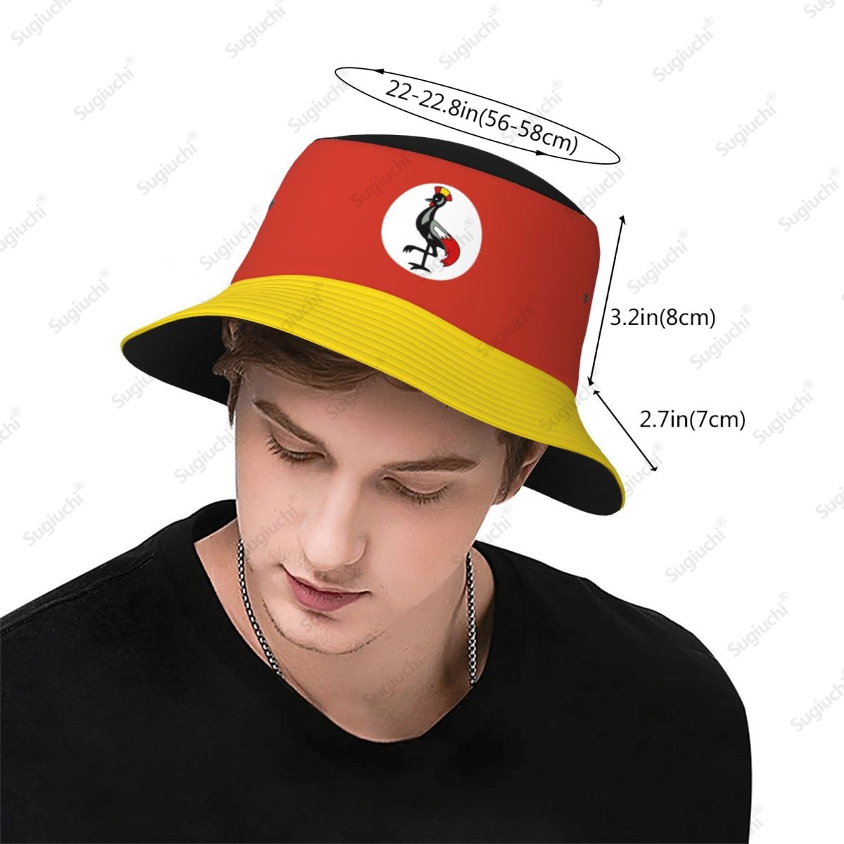 2025, Uganda, 3D-Flagge, für M – Mens Fashion Bucket Hat Bewertung und Preis